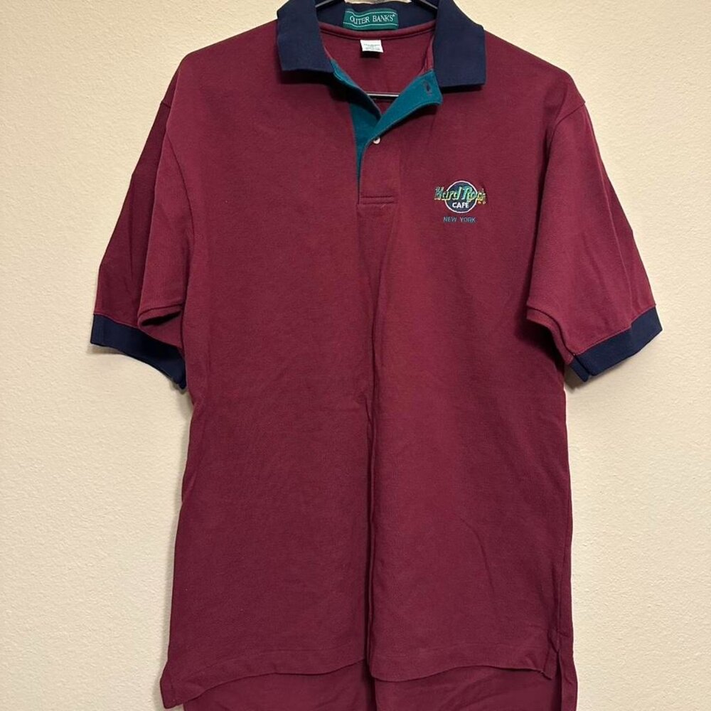 Vintage Hard Rock Cafe New York Burgundy Polo Shirt